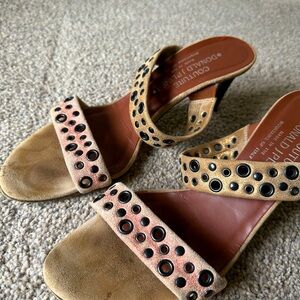 Donald Pliner Couture mule size 7.5 bronze and coral metallic leather